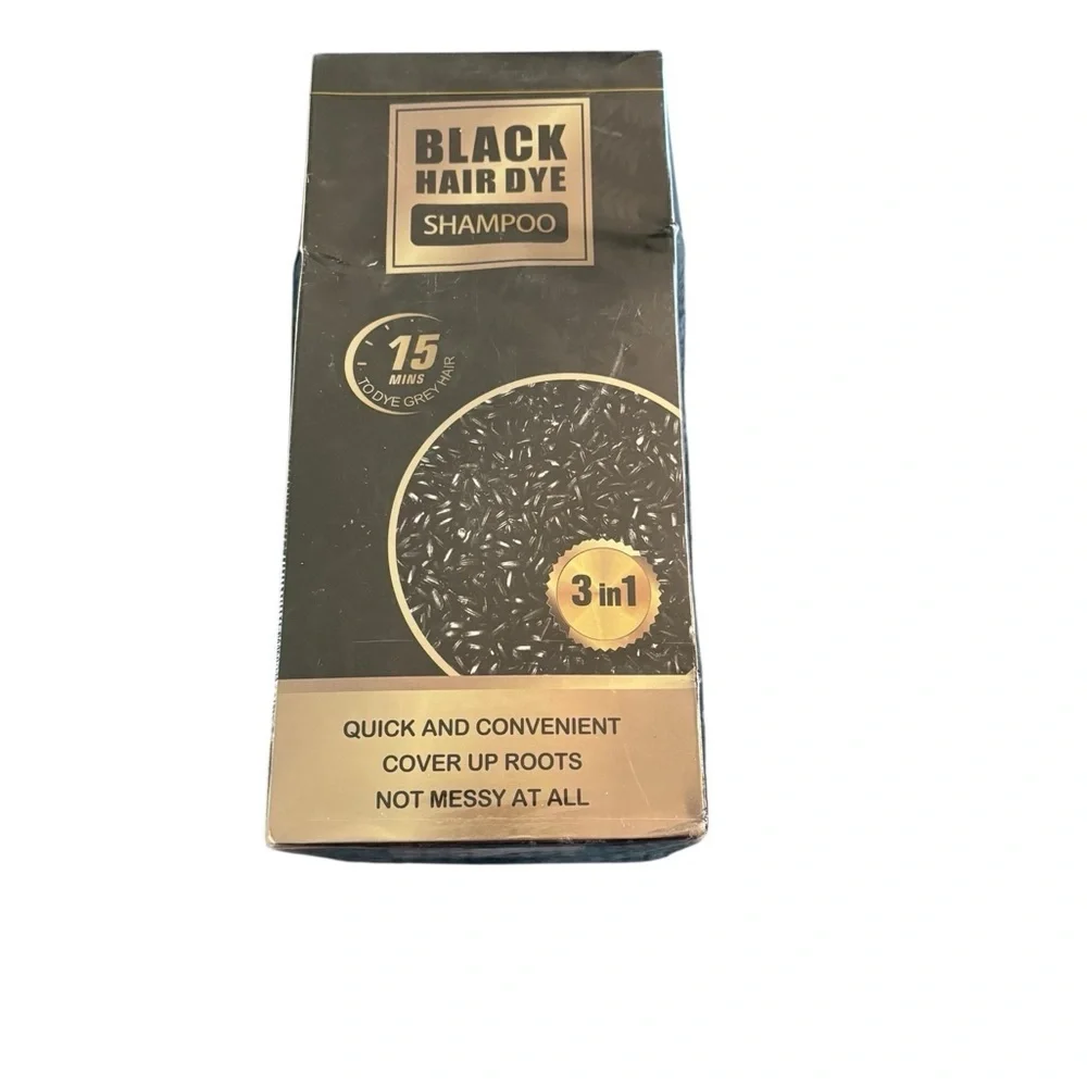 Black Hair Dye Shampoo 16.9 Oz 500ML Covers Grey Roots No Mess Long Lasting